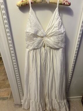 Sabina Musayev White Twist-Front Midi Dress